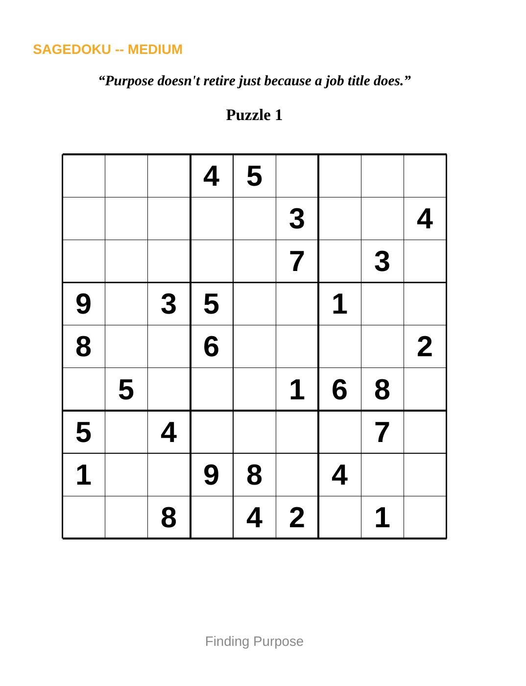 Sample 1 from Medium Sudoku for Finding Purpose