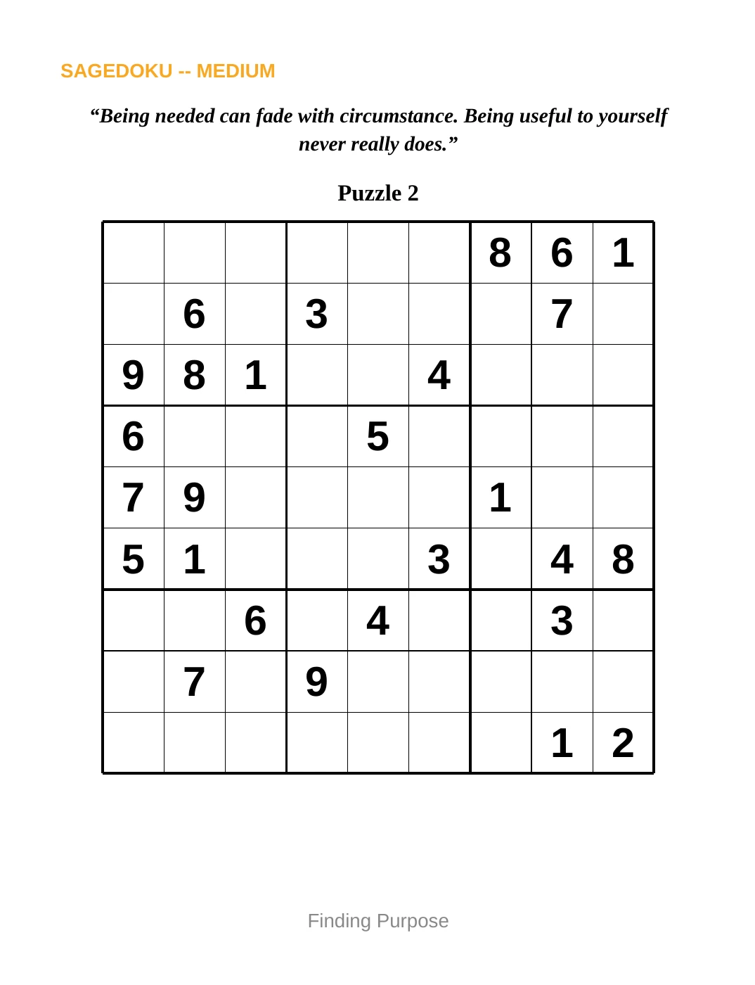 Sample 2 from Medium Sudoku for Finding Purpose